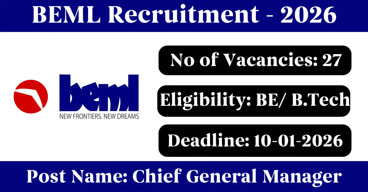 BEML Chief General Manager Recruitment