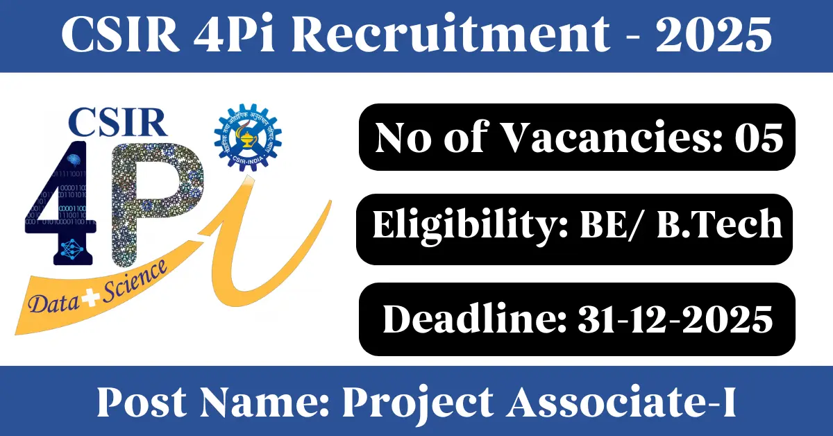 CSIR 4Pi Project Associate I Recruitment