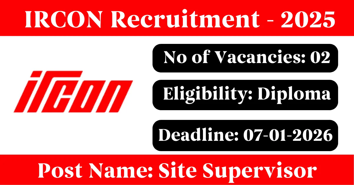IRCON Site Supervisor Recruitment
