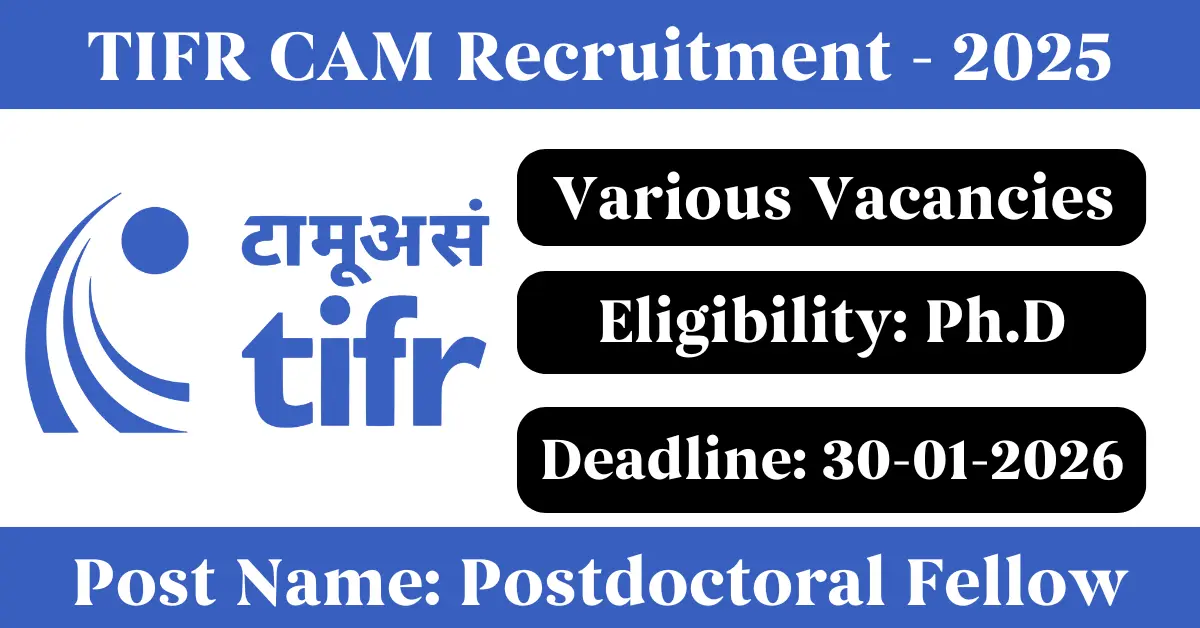 TIFR CAM Postdoctoral Fellow Recruitment