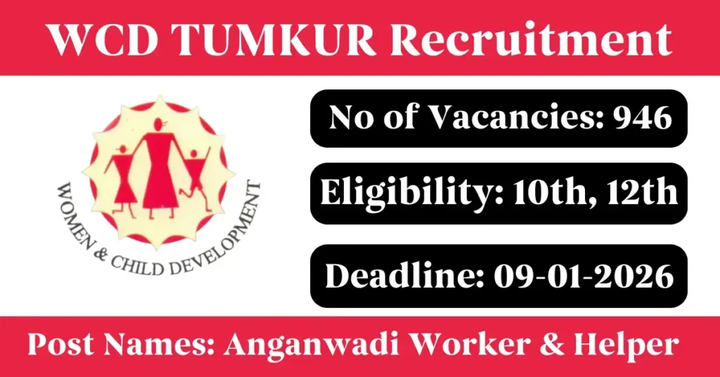 WCD Tumkur Recruitment 2026 - Apply Online for 946 Anganwadi Worker & Helper Posts 16 WCD Tumkur